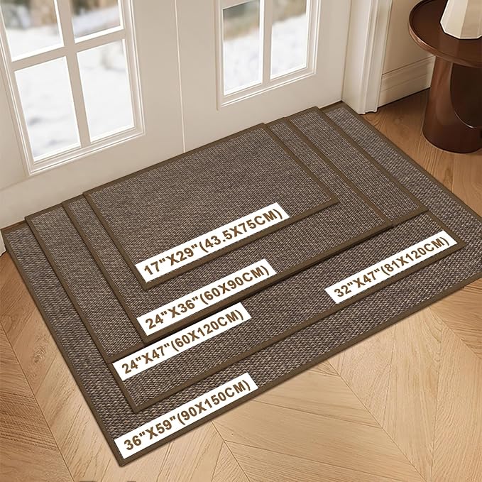 LEKEEPGO Door Mat 32"x47", Non Slip Door Mat Indoor Entrance, Rubber Backing Front Indoor Doormat Washable Absorbent Low-Profile Entryway Entry Resist Dirt Inside Door Mats, Brown - Image 2
