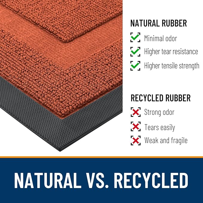 OLANLY Front Door Mat Indoor Outdoor Entrance, Waterproof All-Season, All-Weather Doormat, Sturdy Natural Rubber, Low Profile, Easy Clean Patio Porch Entryway Mat, 47x23, Vermillion Red - Image 4