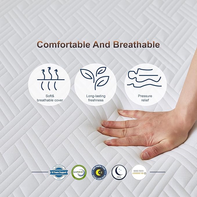 Full Size Mattress, 8 inch Memory Foam Mattress Medium Firm Mattresses for Cool Sleep Relieving Pressure Relief CertiPUR-US Certified Mattress for Kid Adult in a Box