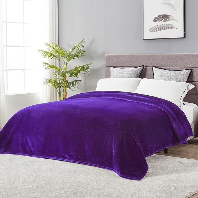 DREAMNINE Extra Large Soft Comfy Fluffy Fleece Bed Blanket Full Size 80" x 90", Luxury Huge Decorative Fuzzy Blanket for Bedroom, Big Cozy Shaggy Warm Flannel Blankets for Winter Autumn Pet, Purple