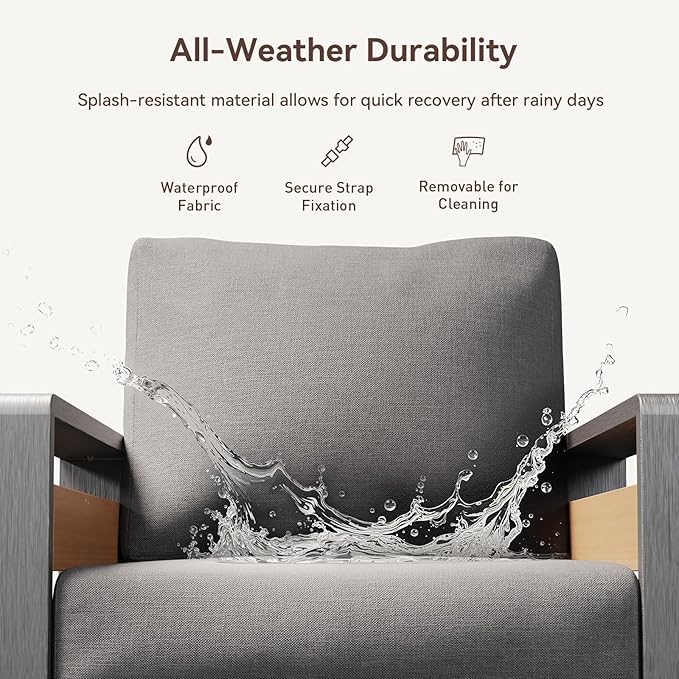 Aoxun Aluminum Outdoor Patio Furniture Set, 3 Seats Metal Sectional Patio Furniture, Modern Outside Sectional Set for Backyard, 3-Seat Sofa ×1, Dark Grey & Dark Grey