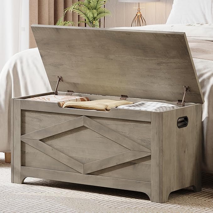 GAOMON Storage Chest, Wooden Storage Bench, Modern Style Lift-Top Shoes Bench with Safety Hinge for Entryway, Bedroom, Living Room, Supports 300 Lb and Easy Assembly by GAOMON