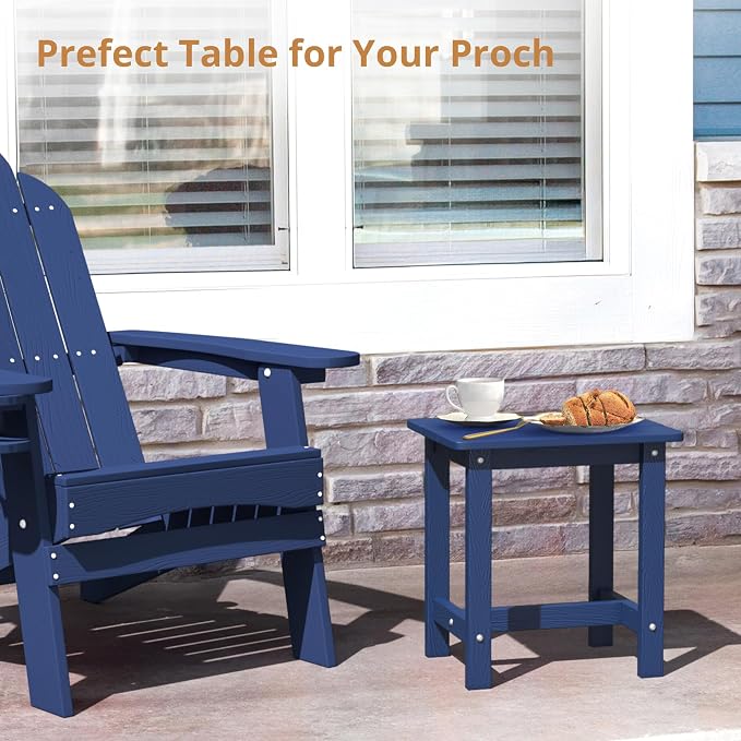 LUE BONA Outdoor Side Table Set of 2, HDPS Small Outdoor Table, Adirondack Side Table, Outside End Table for Patio, Porch, Deck, Pool, Weather Resistant/Easy Maintenance/Indoor or Outside Use, Navy - Image 4