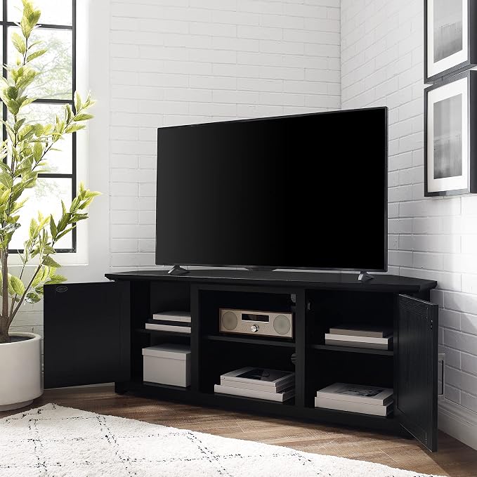 Crosley Furniture Camden Corner TV Stand for 65+ inch TVs, Entertainment Center with Storage Shelves, Black - Image 6