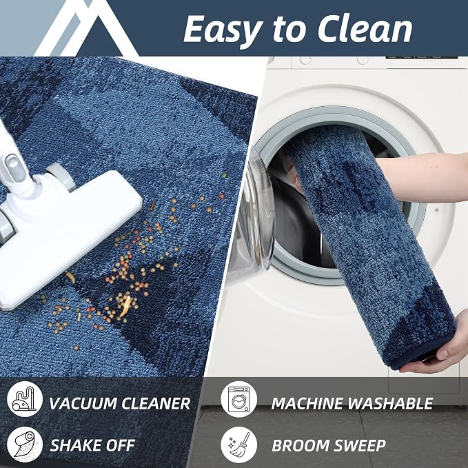 COSY HOMEER Entryway Rugs Doormat 20"x32", Non-Slip Absorbent Polyester, Washable Rugs for Front Door, Dirty Paws & High Traffic Areas, Blue - Image 6