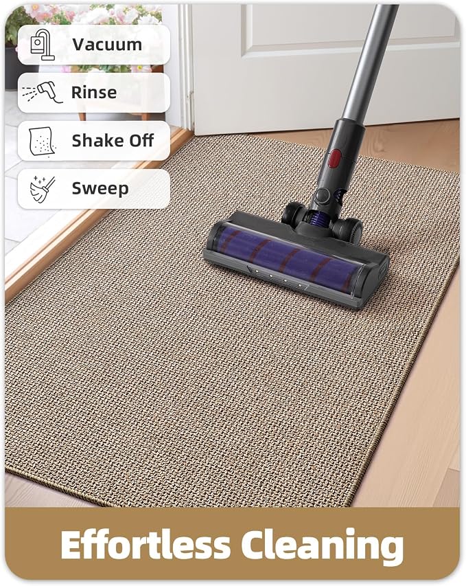 Color&Geometry Thin Front Door Mat Indoor Entrance Non Slip Rubber Backed, 24"x36" Indoor Door Mats for Entryway, Dirt Trapper Double Doormat, Washable Front Door Rugs, Dark Beige - Image 8