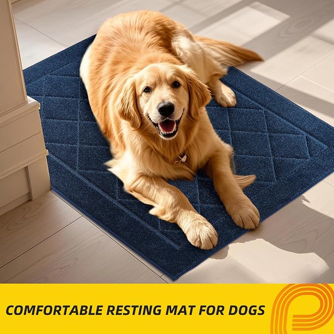 JSEI Dirt Trapper Door Mat 20"x32", Non-Slip Washable Entryway Mats, Dog Door Mat, Stain Resistant and Absorbent Floor Mats, Low Profile Welcome Mat for Front Back Door, Navy Blue - Image 8
