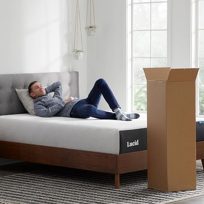Lucid 12 Inch Memory Foam Mattress - Medium Firm Feel - Infused with Refreshing Bamboo Charcoal and Cooling Gel - Bed in a Box - Temperature Regulating - Pressure Relief - Breathable - Twin Size