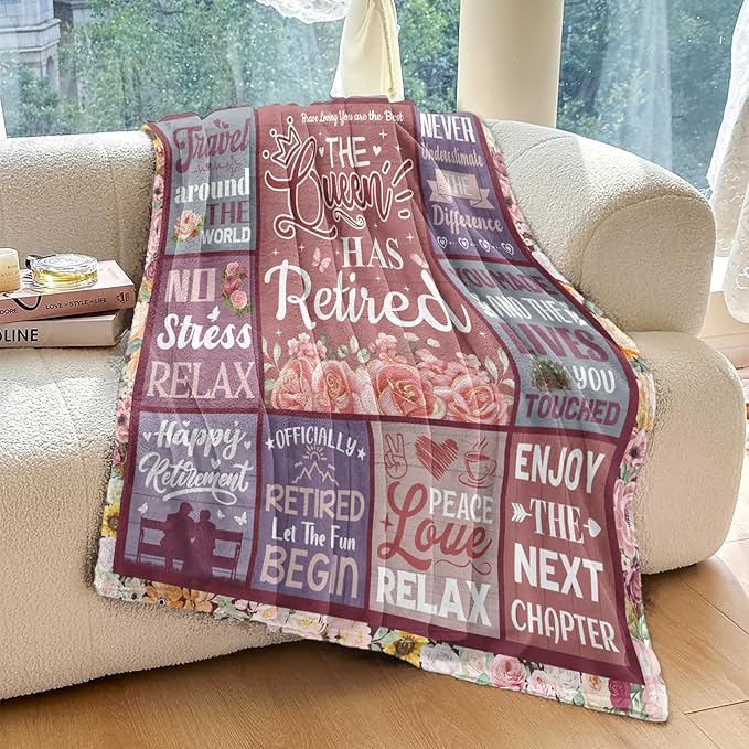 Retirement Gift for Woman, Retirement Gifts for Women 2026, Retired Blanket to My Mom Grandma, Farewell Merch for Coworkers Teacher Nurse, Retirement Party Decorations Blanket 80"x60"