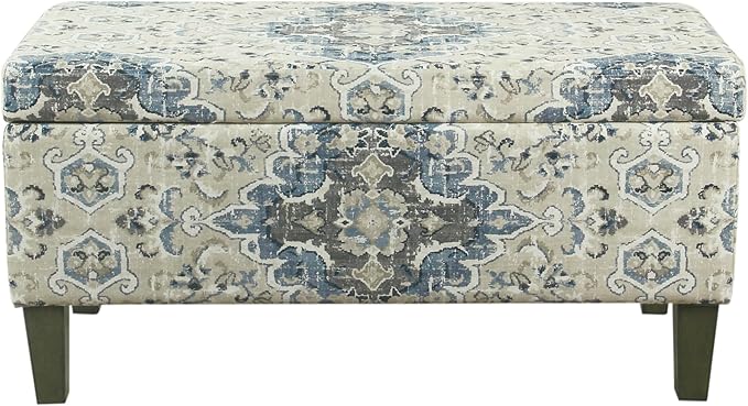 HomePop Large Decorative Storage Bench - Antiqued Blue - Image 4