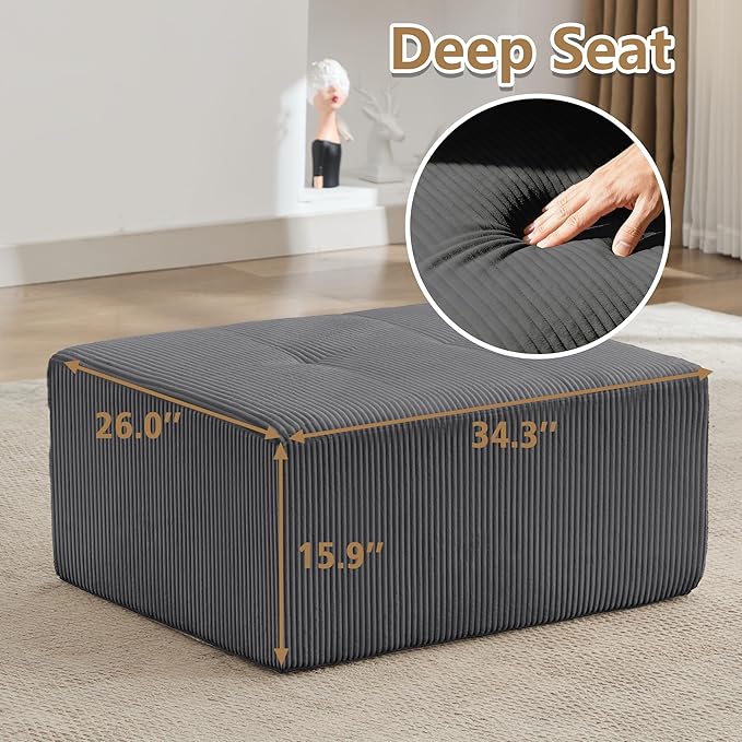 KIGOTY Modular Sectional Sofa, Comfy Cloud Sectional Couch, Soft Ottoman, Modern Boneless Couch for Living Room, No Assembly Required,Grey