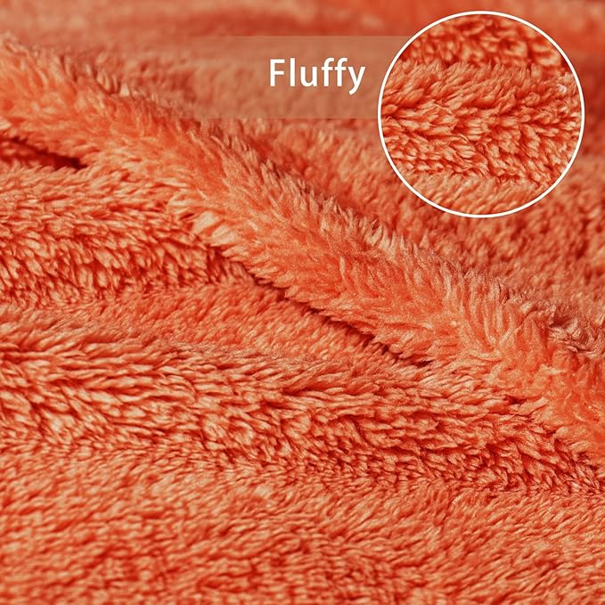Exclusivo Mezcla Soft Fleece Throw Blanket for Couch, Super Soft Velvet Plush Fleece Blankets, Fuzzy Cozy and Warm for Winter, 50x60 Inches, Burnt Orange