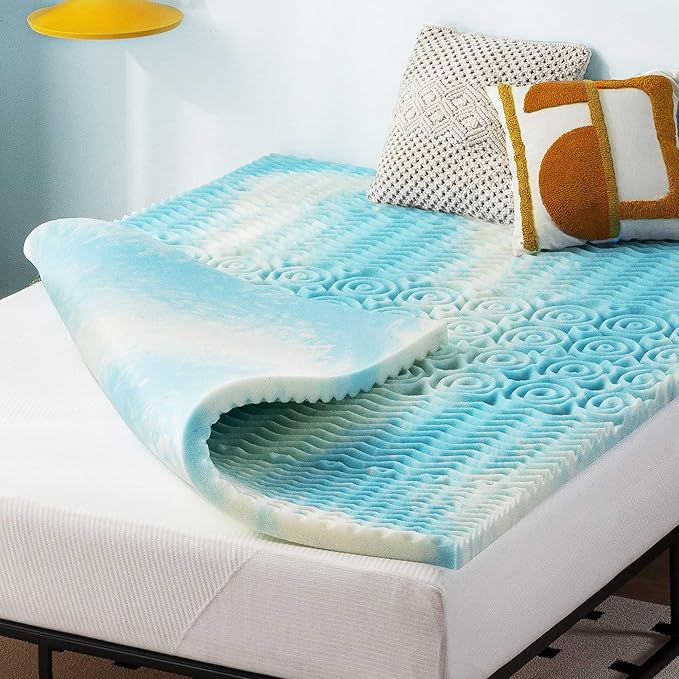 Best Price Mattress 2 Inch 5-Zone Swirl Gel Aerobreeze Foam Mattress Topper, CertiPUR-US Certified, Dorm Essentials, Twin XL