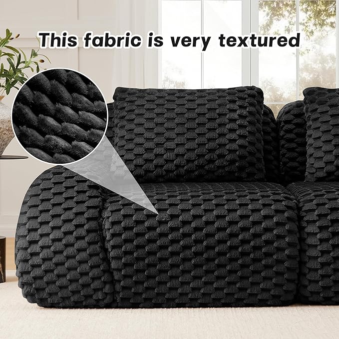 146" U-Shaped Compressed Sectional Cloud Sofa, Flannel Upholstered Modular Deep Seat Sofa with 6 Pieces, Symmetrical Boneless Foam Modular Cloud Couches for Living Room