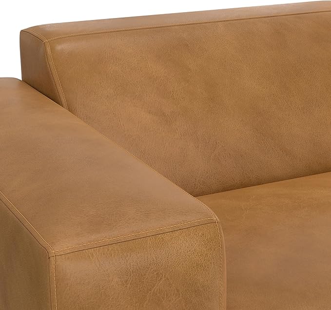 SIMPLIHOME Rex Left-Arm Sofa Module in Full-Grain Genuine Leather, Sienna, 44-inches Wide, Handcrafted Modern-Style Left-Arm Accent Chair for Living Room and Family Room