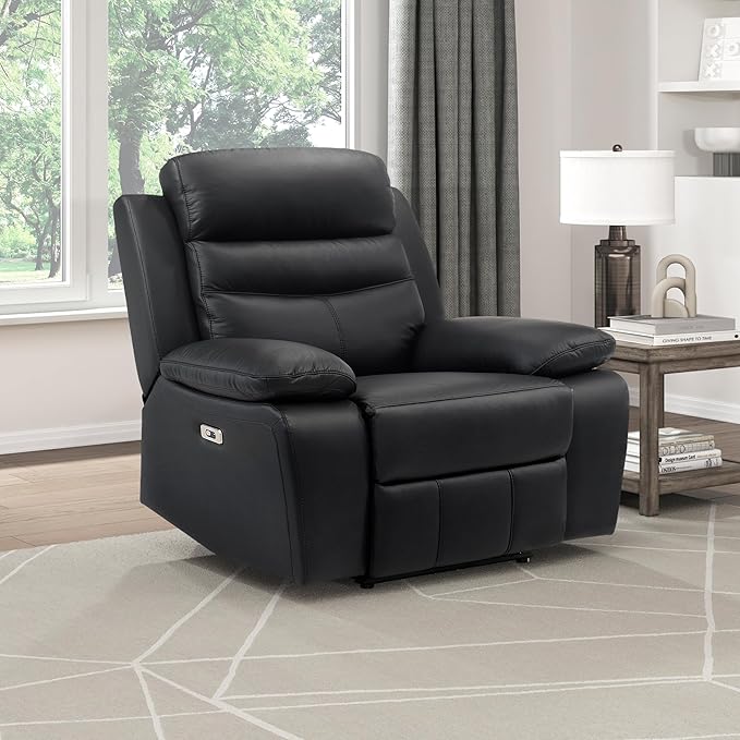 Lexicon Recliner Chair Living Room Leather Match Reclining Sofa Chair, Home Theater Seating, Wall Hugger Recliner, Power Recliner Sofa Chair for Living Room/Office/Apartment, Black