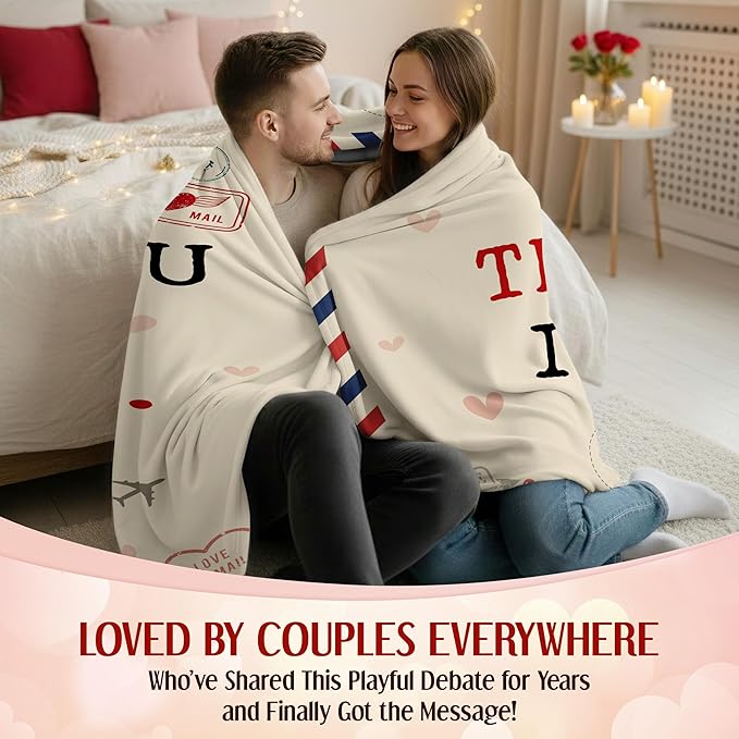 WRAPIX Anniversary Couple Gifts for Men Women - I Love You More Soft Fleece Throw Blanket 60x80 in - Mothers Day Birthday Wedding Gifts for Wife Her Girlfriend, Romantic Gift for Him Boyfriend Husband