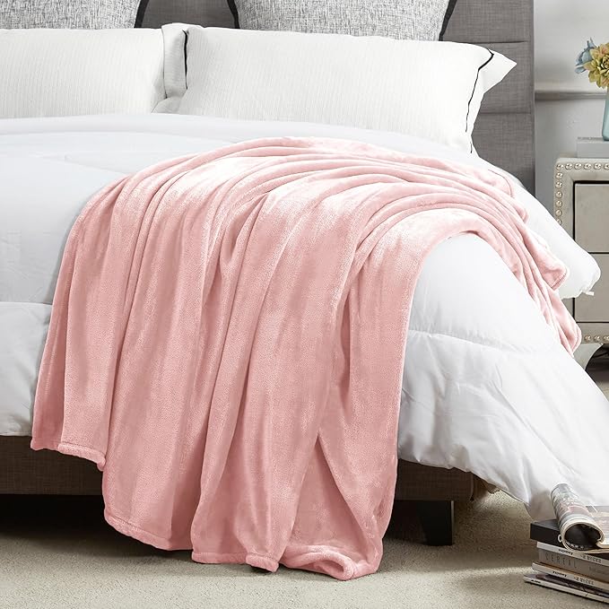 DREAMNINE Extra Large Fleece Blanket Soft Comfy Fluffy Bed Blanket Queen Size 90" x 90",Luxury Decorative Fuzzy Blankets for Women Girl,Big Cozy Shaggy Warm Flannel Blankets for Winter Autumn Pet,Pink