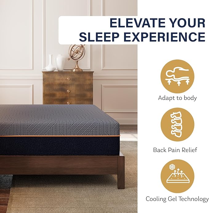 MLILY EGOHOME 12 Inch Twin Mattress,Copper Gel Cooling Memory Foam Mattress for Back Pain Relief,Therapeutic Mattress Bed in a Box, Made in USA, CertiPUR-US Certified, 38x75x12 Black