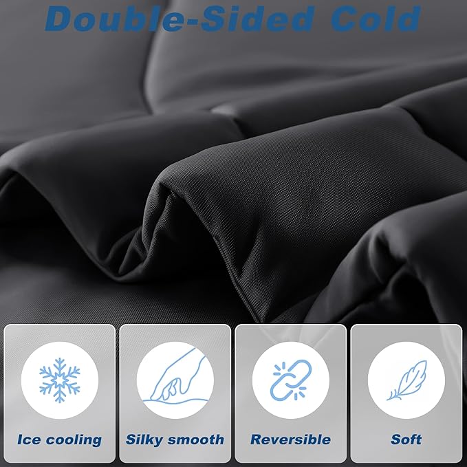 Cooling Comforter Twin Size, Double-Sided Cold Tech Fabric Quilted Bed Comforters Cooling Blanket for Hot Sleepers, Breathable Lightweight Summer Bedding, All-Season Ice Blanket, Black