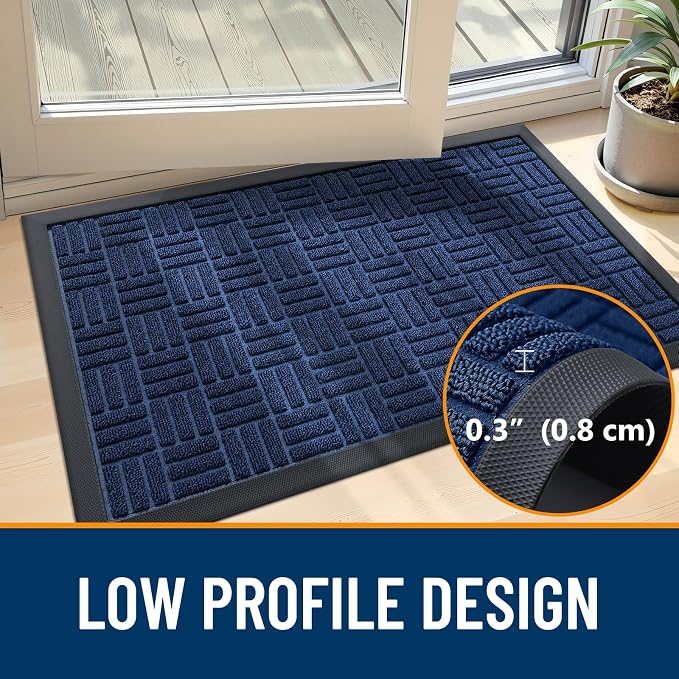 OLANLY Front Door Mat Outside Entrance 71x47, Absorbent, Heavy Duty Sturdy Natural Rubber Doormat Indoor Outdoor, Non-Slip, Stain and Fade Resistant, Low Profile Floor Mat for Entryway, Navy Blue - Image 5