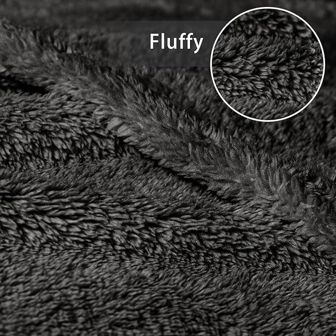 Exclusivo Mezcla Queen Size Blanket for Bed, Super Soft Velvet Plush Fleece Blankets, Fuzzy Cozy and Warm for Winter, 90x90 Inches, Dark Grey