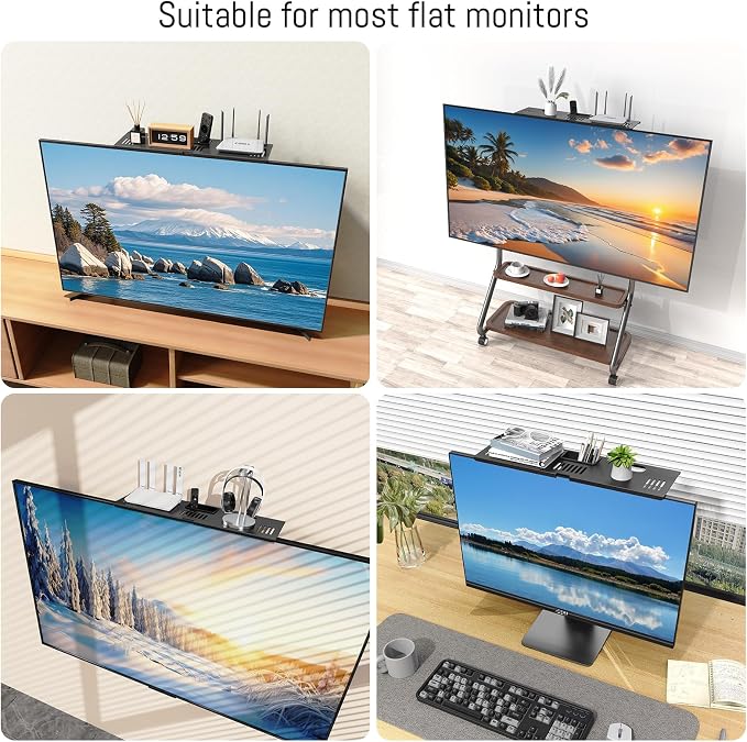 CABTE Adjustable Steel TV Top Shelf, Floating TV Stand, Universal Monitor Shelf for Soundbar, Game Console, Cable Box, Router Shelves (16.93x4.72inch with 1 Boxes) - Image 7