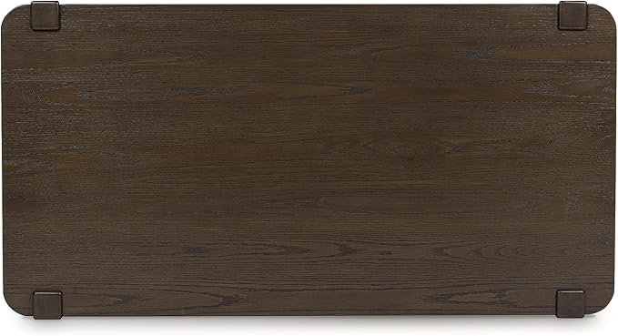 Signature Design by Ashley Breckington Contemporary Coffee Table with Lower Shelf and Casters, Dark Brown