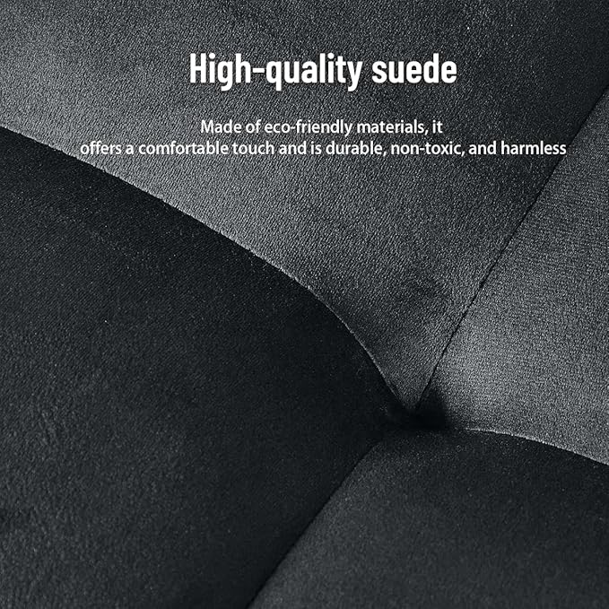 Pull Out Couch, Velvet Fabric Loveseat Sleeper Couch, 3 in 1 Corduroy Futon Sofa Bed with Side Pockets, Sleeper Sofa Bed with Adjustable Backrest for Living Room, Black