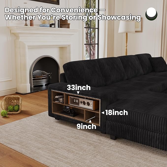 ERYE U-Shaped Modular Sectional Sofa Convertible Symmetrical Sofa Couch with Removable Chaise Lounges, U Shaped Double Chaises Sectional Couches with Storage Armrests