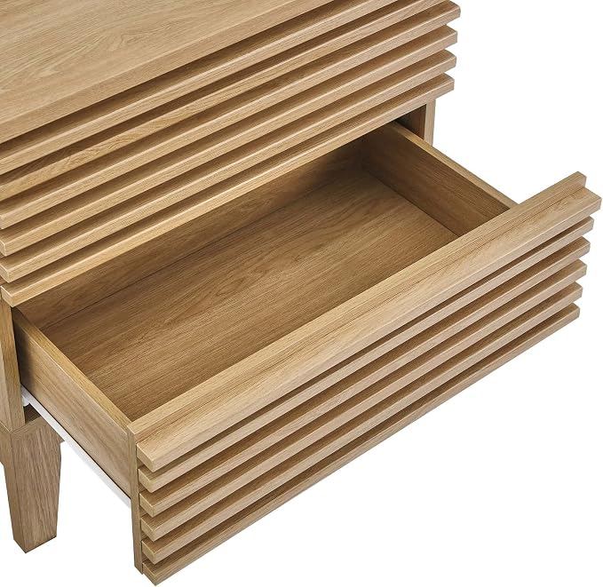 Modway Render Mid-Century Modern, Two-Drawer Nightstand, Oak - Image 5