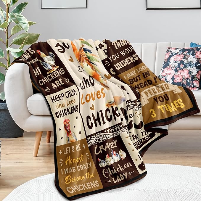 Chicken Gifts for Women/Chicken Lovers, Chick Themed Gifts, Chick Lover/Lady/Mom Presents Throw Blanket 50"x60"