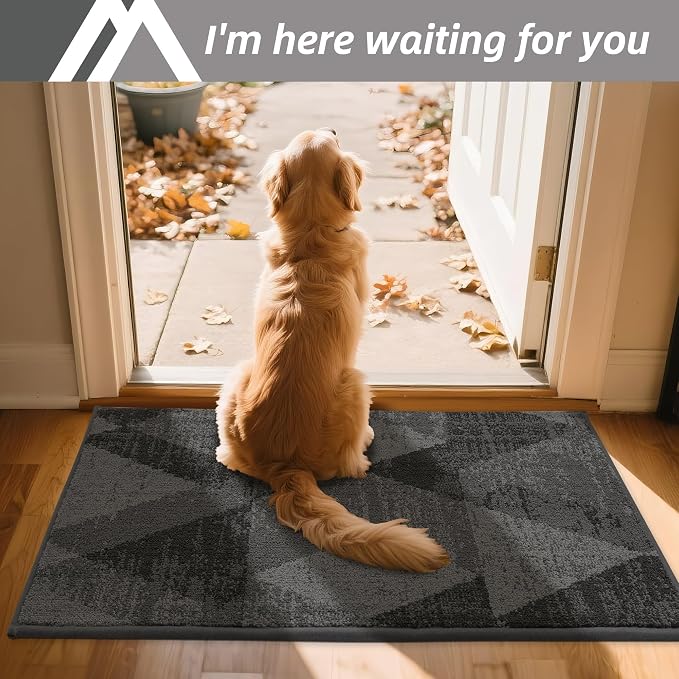 COSY HOMEER Entryway Rugs Doormat 20"x32", Non-Slip Absorbent Polyester, Washable Rugs for Front Door, Dirty Paws & High Traffic Areas, Gray - Image 9