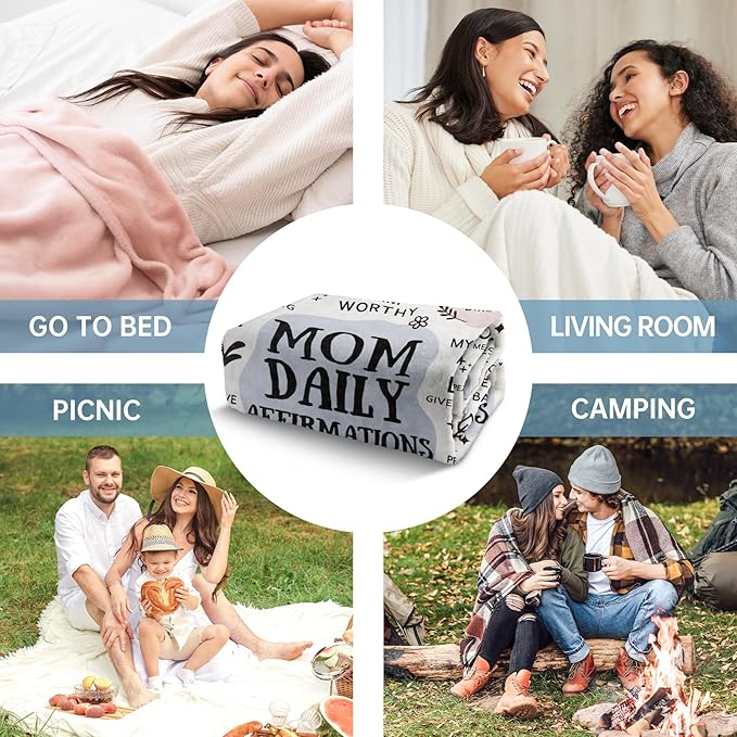 BaubleDazz First Mothers Day New Mom Gifts Blanket, Mama Daily Affirmations, Postpartum Pregnancy Gift for First Time Moms, Mommy to Be, Mama, New Mom Essentials, Birthday Gifts for Moms(80" x 60")
