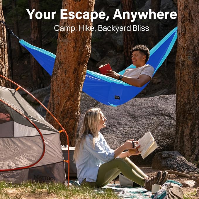 Kootek Camping Hammock, Portable Hammocks with Tree Straps & Attached Carry Bag, Camping Essentials Gear, Perfect for Outside Indoor Hiking Beach Backpack Travel - Image 7