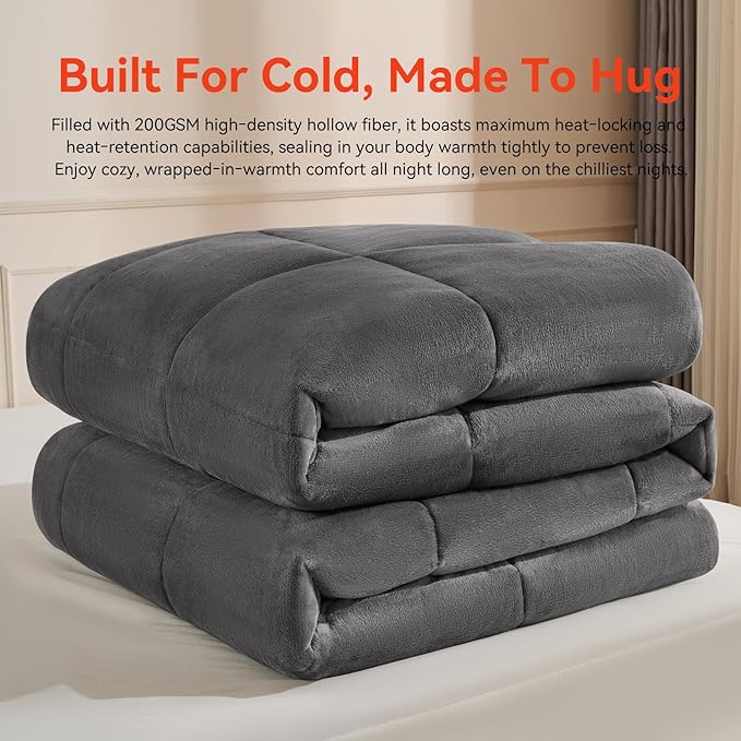 Oversized King Plus Comforter Duvet Insert 120"x128" - Plush Fluffy Heavy Winter Flannel, Extra Large Super King Size Breathable Microfiber with 8 Corner Tabs, All Seasons Warm Bedding (Grey)