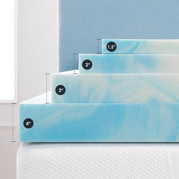 Best Price Mattress 1.5 Inch Swirl Gel AeroBreeze Cooling Air Flow Memory Foam Mattress Topper, Dorm Essentials, Twin