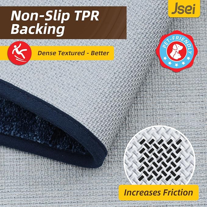 JSEI Dirt Trapper Door Mat 32"x48", Non-Slip Doormats Washable Entryway Mat, Welcome Floor Mat Absorbent Low Profile Dog Door Mats for Front Back Door, Wet Shoes & Paws, Blue - Image 7