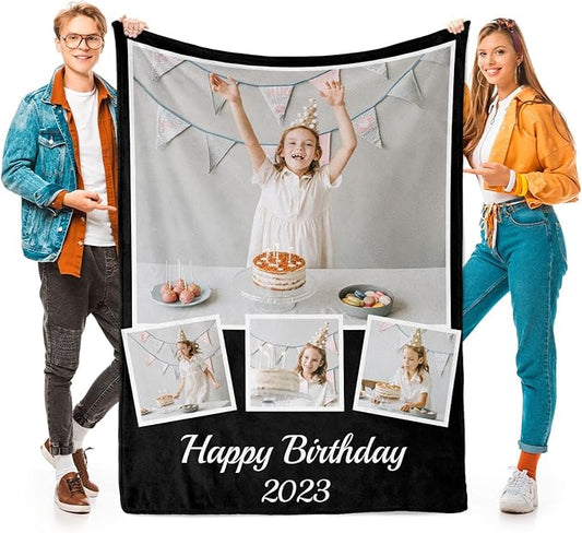 Printwoo Personalized Photo Blanket Using My Own Photos, Custom Blankets with Photos, Customized Blankets with Pictures, Personalized Birthday Gifts for Women Men Baby Child