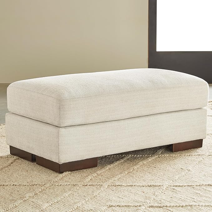 Signature Design by Ashley Maggie Contemporary Accent Ottoman, Off White