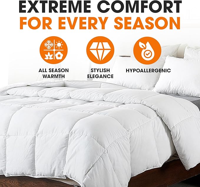 Cheer Collection Down Alternative Comforter - Ultra-Soft & Cozy Twin Size Duvet Insert, Lightweight Down Comforter for All-Season Warmth, Plush Bedding Twin Comforter, White