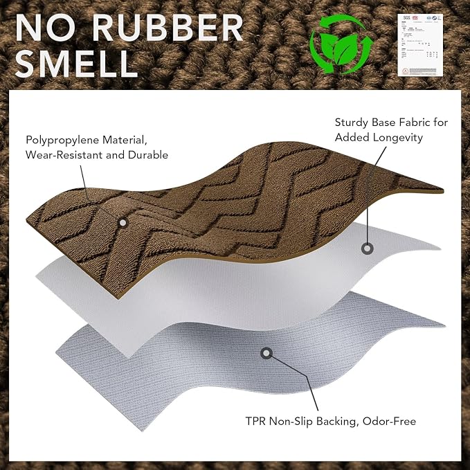 hicorfe Indoor Door Mat,Non Slip Door Mats,32"x48" Front Back Door Mat Rubber Backing,Absorbent Resist Dirt Entrance Inside Floor Mats for Entryway Washable Low-Profile(Dark Brown) - Image 7