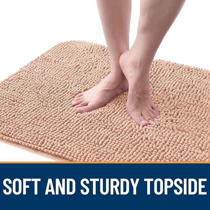 OLANLY Dog Door Mat for Muddy Paws 54x24, Absorbs Moisture and Dirt, Absorbent Non-Slip Washable Doormat, Quick Dry Chenille Mud Mat for Dogs, Entry Indoor Entryway Carpet for Inside Floor, Peach - Image 4
