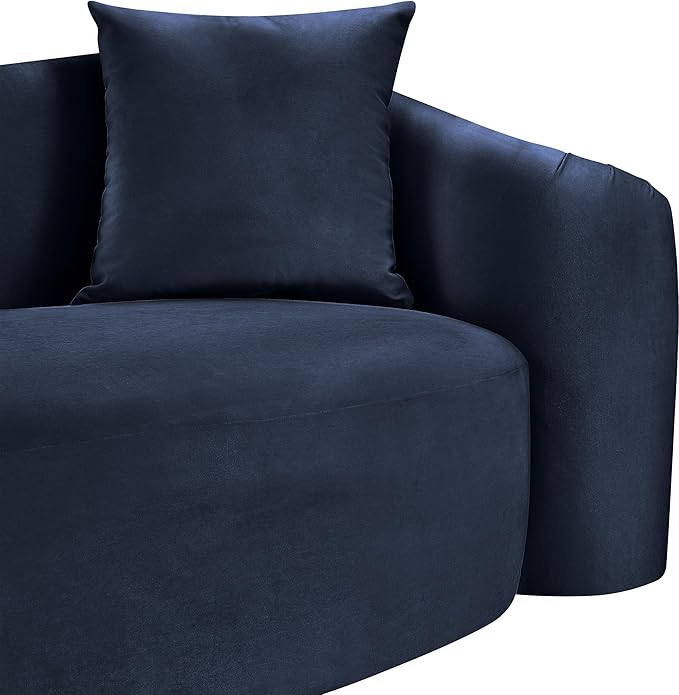 Meridian Furniture 44052Navy-S Destin Collection Modern | Contemporary Sofa with Ultra Luxe Navy 460 GSM Velvet, Rich Curves, 91" W x 34.5" D x 31" H, Navy