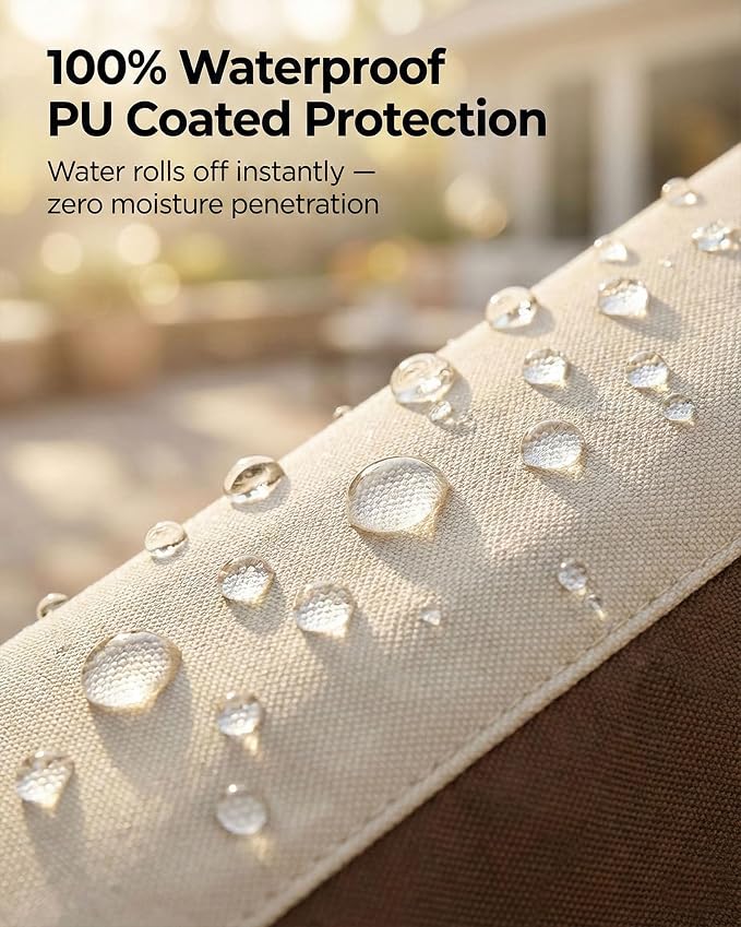 Outdoor Patio Chair Cover Set, Heavy Duty 600D Oxford Fabric, Weather Resistant Waterproof Furniture Protector, 4-Pack, 30x34x36 Inches, Beige and Brown - Image 6
