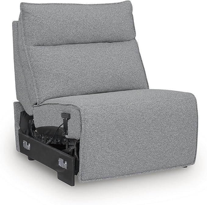 Signature Design by Ashley Modern ModMax II Stain Resistant L-Shape Symmetrical 7-Piece Power Reclining Sectional with Audio Consoles and Adjustable Headrest, Gray
