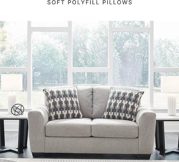 Signature Design by Ashley Avenal Park Casual Loveseat with 2 Toss Pillows, Light Gray