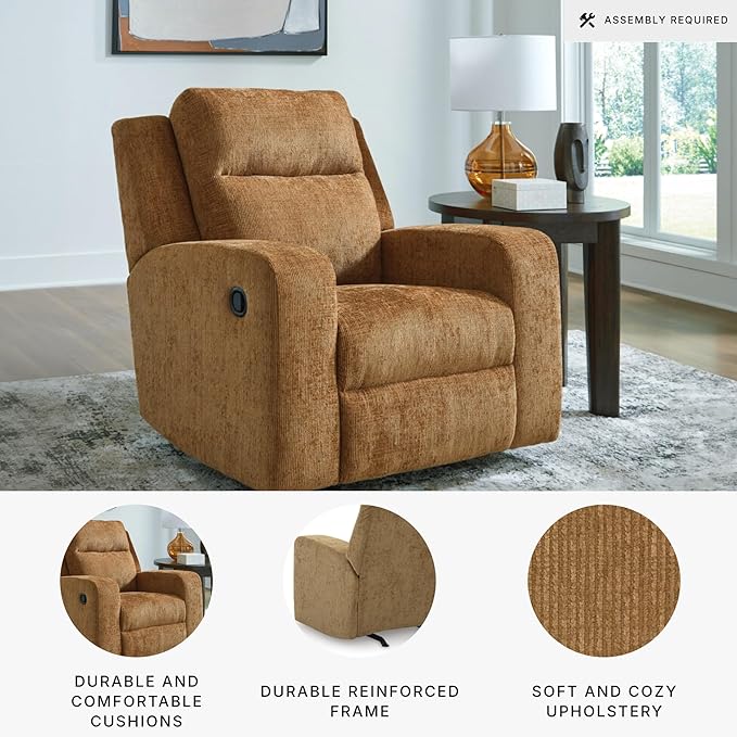 Signature Design by Ashley Kanlow Modern Manual Rocker Recliner, Light Brown
