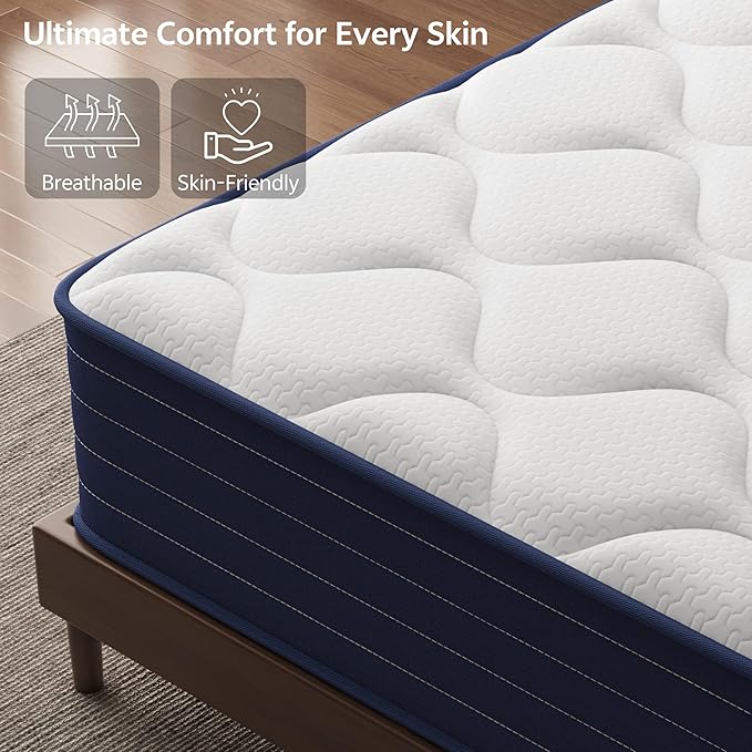 Traumliebe Queen Mattress, 12 Inch Queen Size Mattresses in a Box, Mattress Queen Size, Pocket Spring&Memory Foam, Medium, Motion Isolation, CertiPUR-US Certified