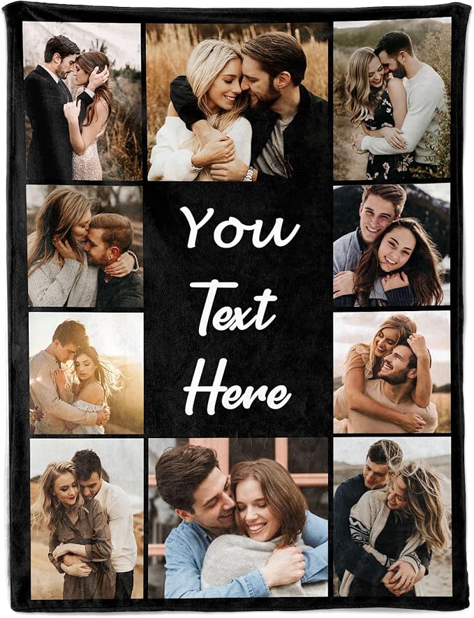 Custom Blanket with Picture Text Customizable Photo Blankets Customized Christmas Valentines Fathers Mother's Day Birthday Gifts Personalized Gifts for Mom Dad Girlfriend Boyfriend Wife Husband